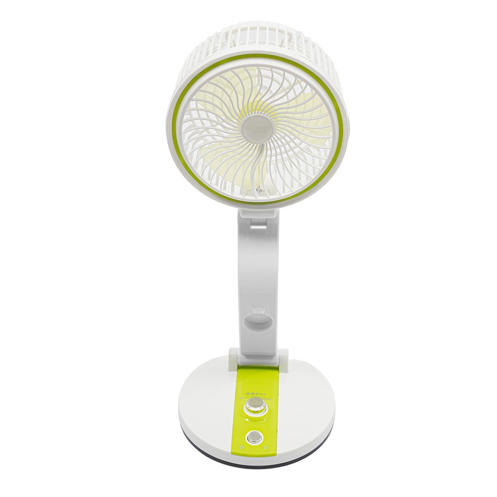 18" Portable Solar Power Fan with LED Light - Rechargeable & Adjustable