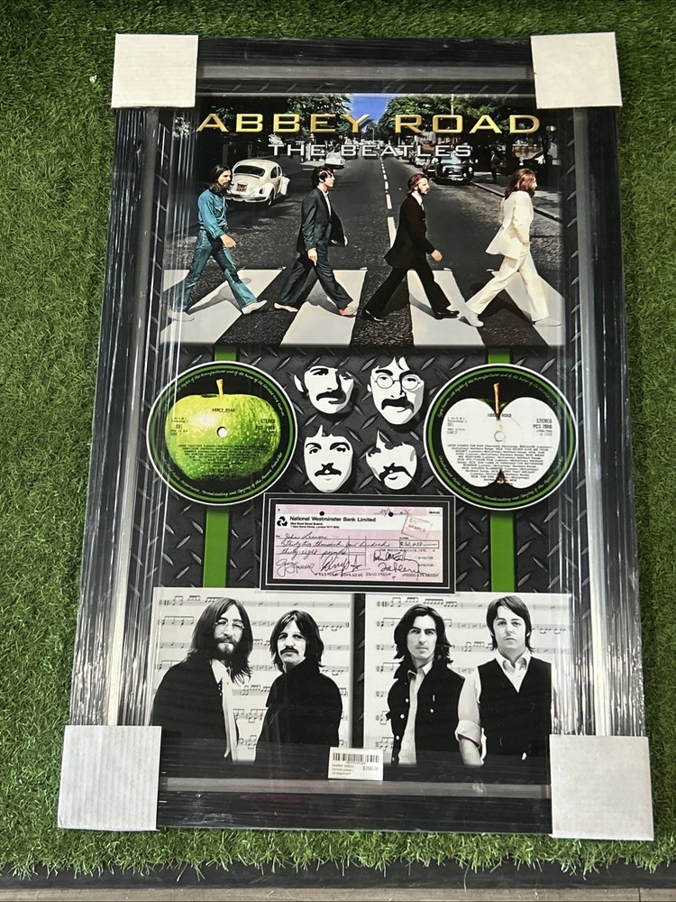 BEATLES FRAMED PIECE REPLICA CHECK 35x23