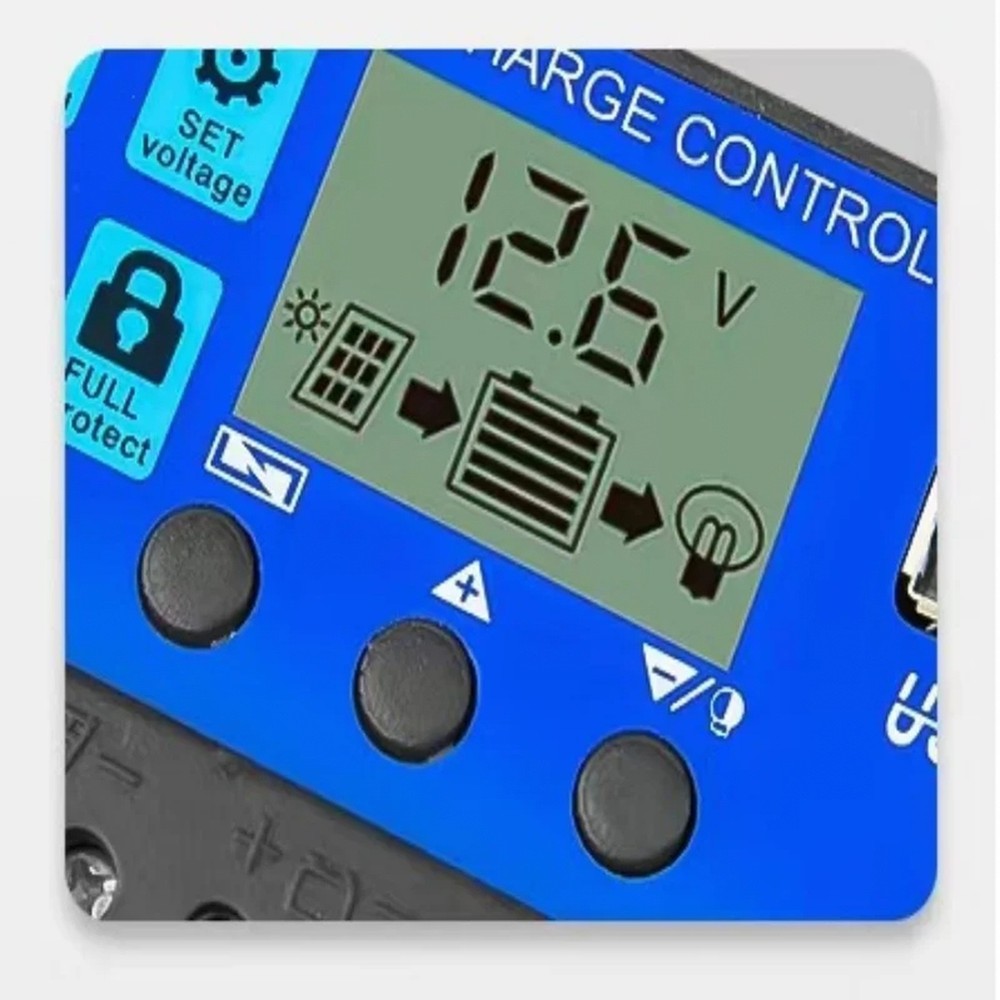 12V 24V 10A 30A PWM Solar Charge Controller - Adjustable LCD Display Timer
