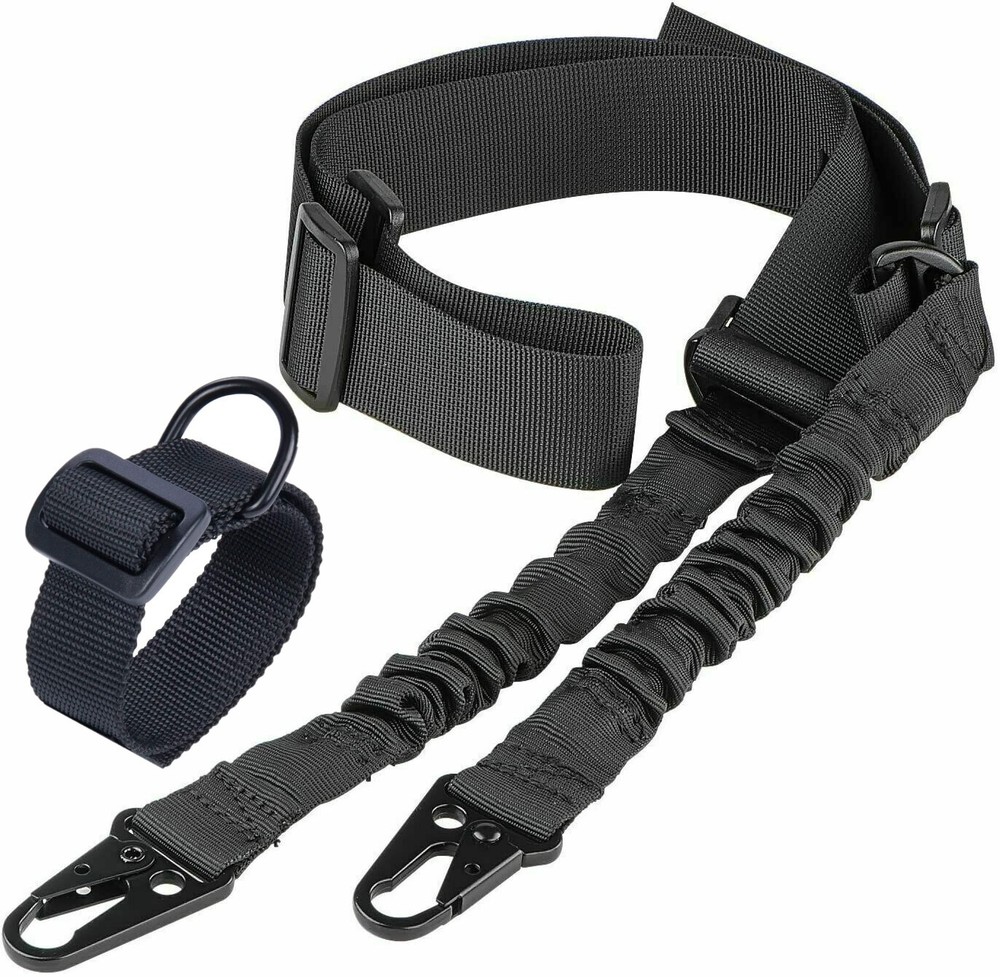 Tactical 2 Point Rifle Gun Sling Adjustable Strap Pad D Ring Loop For Buttstock