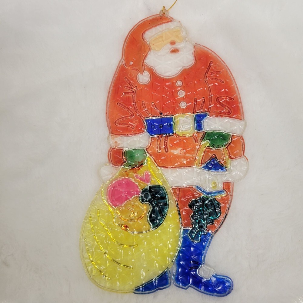 Vintage Plastic Christmas Santa Suncatcher