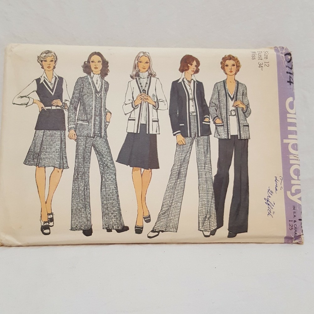Jacket Top Skirt Pants Pattern Size  12 Miss Simplicity 6114 Uncut