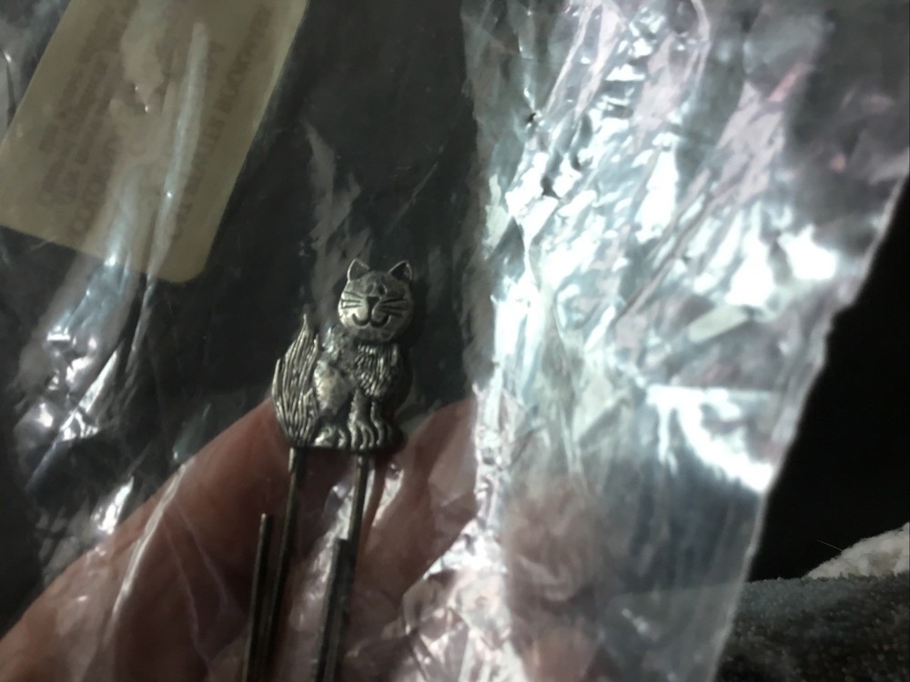 Pewter Cat Bookmark Clip, 2.5"