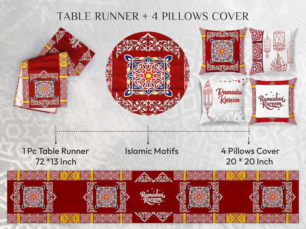 OLEEK Ramadan 2026 Decor Set Pillow Covers 20x20 Table Runner