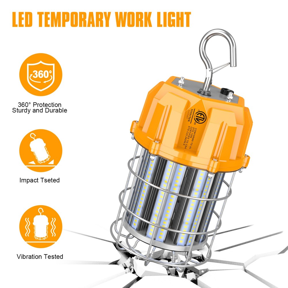 Construction Work Light 100W LED Temporary Hanging Job Site Work Lights 5000K US