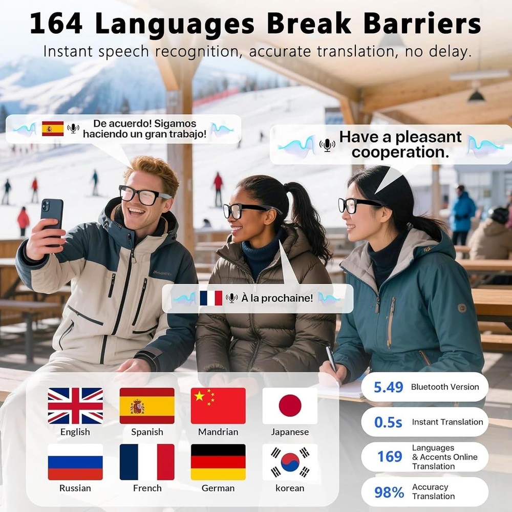 Transformative Smart Glasses - 164 Languages, Music, & AI Chat Technology