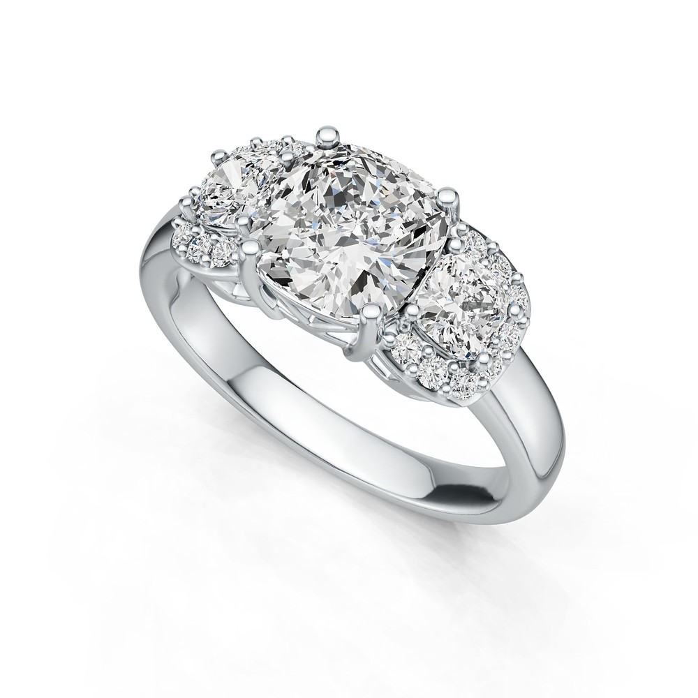 Sterling Silver Semi Mount Ring Setting Cushion CU 7.5X7.5mm CU 4X4mm