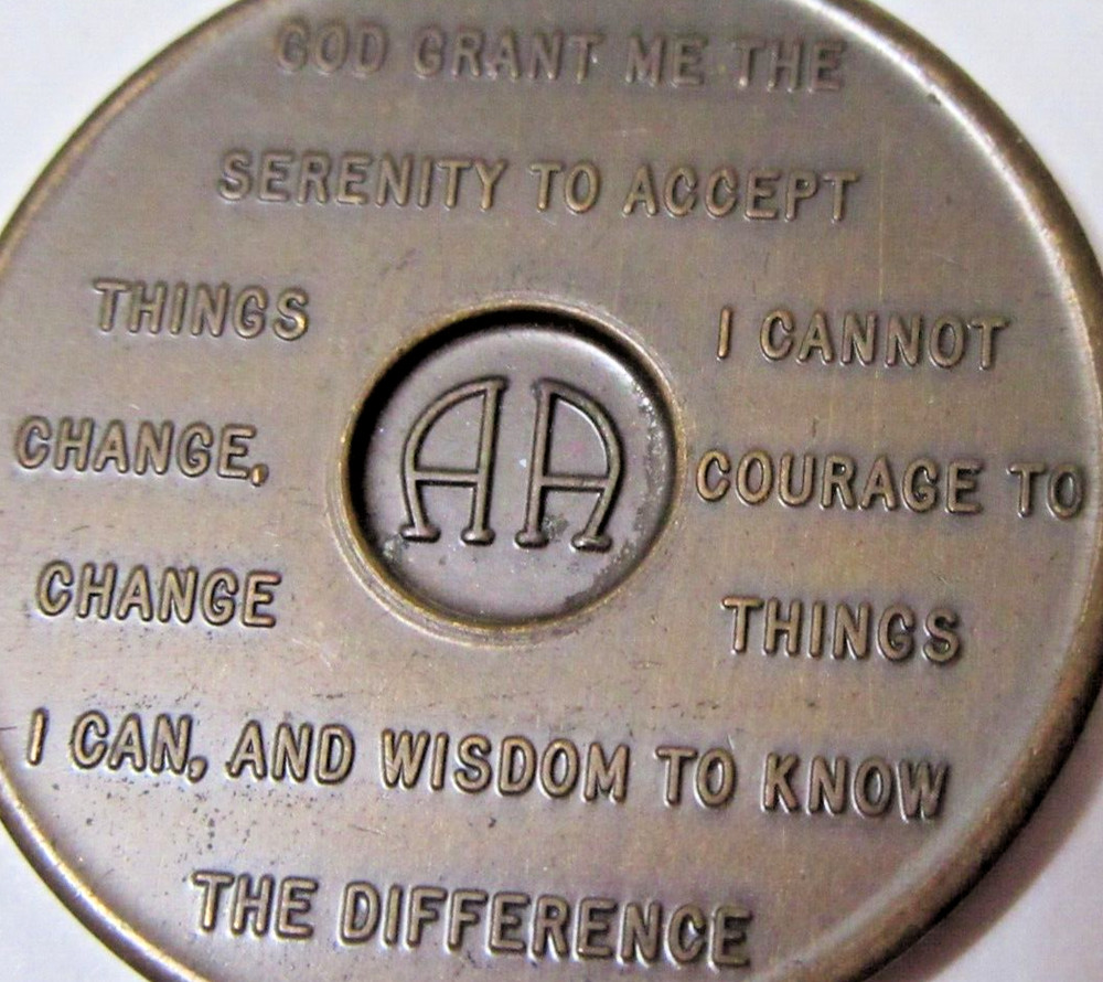 Alcoholics Anonymous 9 Year AA BACK Bronze Medallion Coin Token chip Sobriety