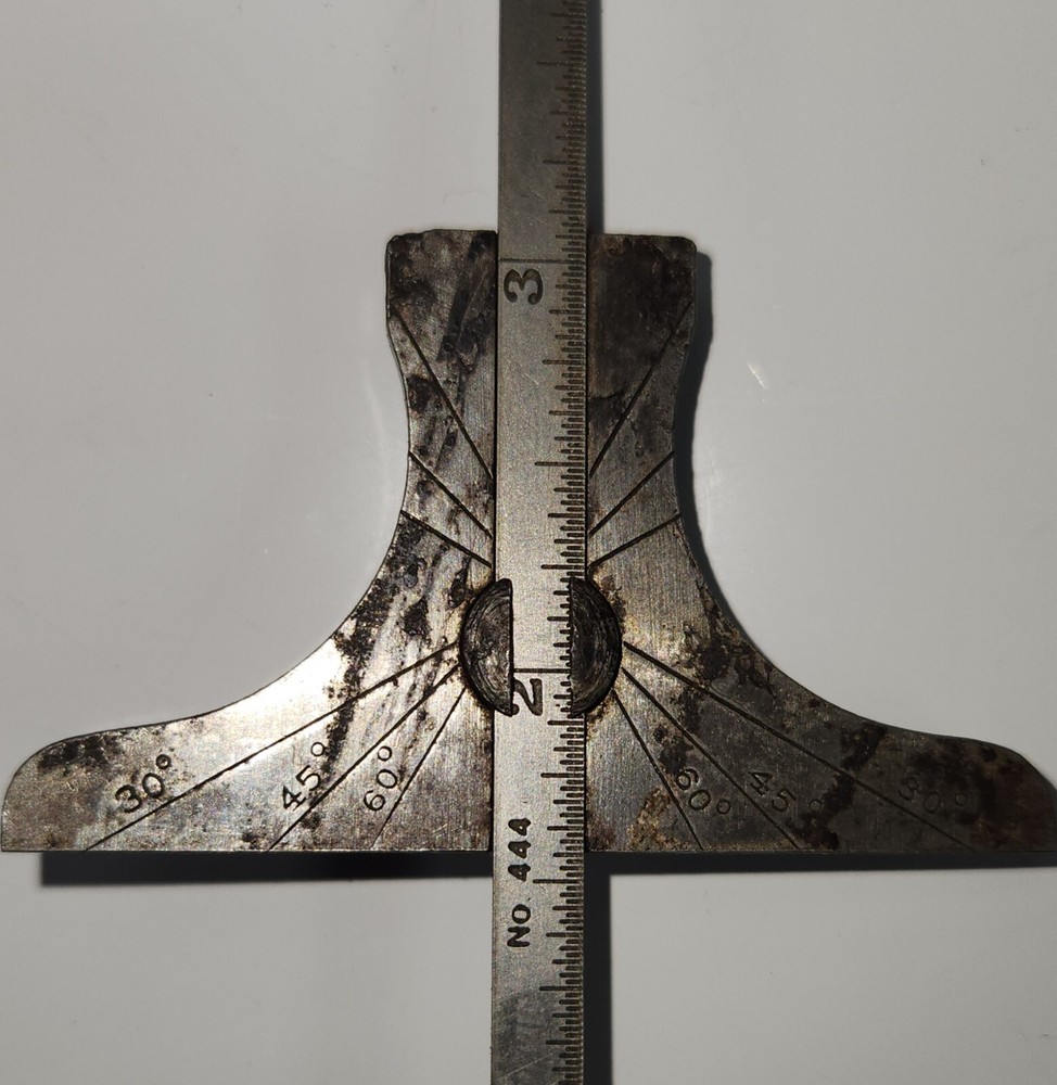 Vintage 6" General Hardware No 444 Depth Gage with Protractor Rule