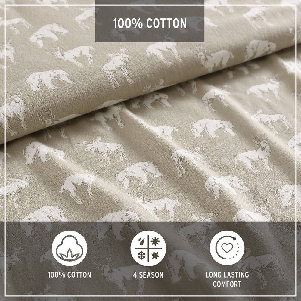 Eddie Bauer Sheet Set 4PC (3pc in Twin Size) Flannel Deep Pockets Crisp