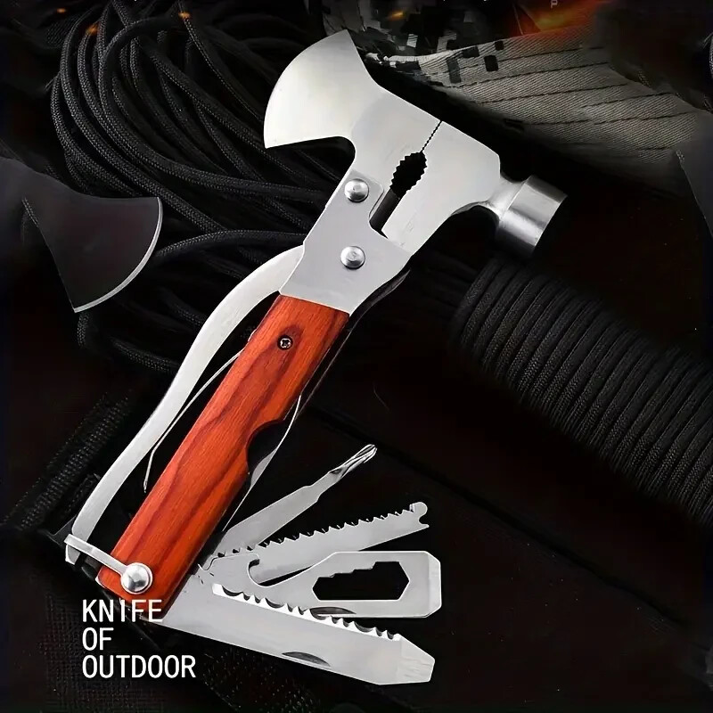 NEW Outdoor Multi-Purpose Axe, Multi-Tool Hammer Axe Survival