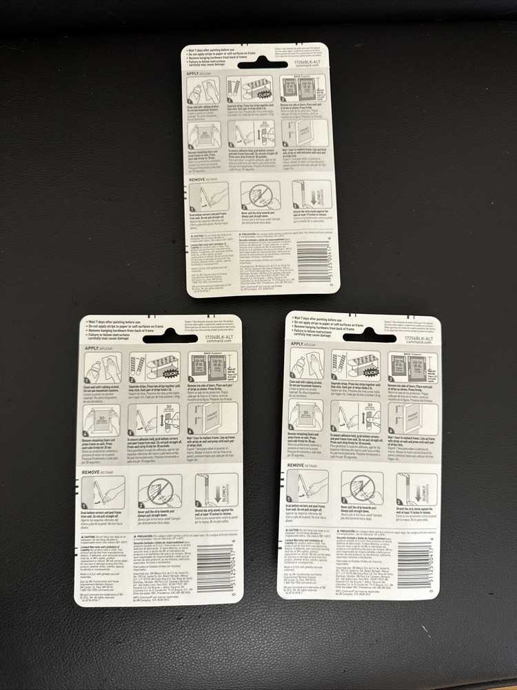 3M Commando Damage Free Black Large Picture Hanging Strips - 3 Pack