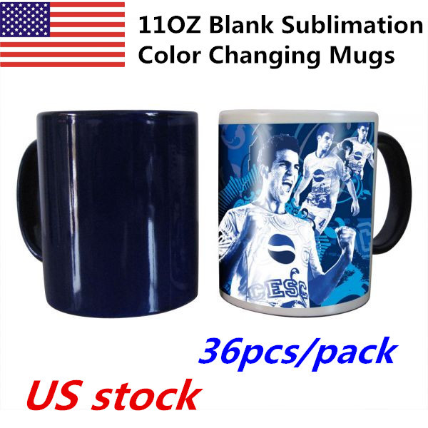 AAA 36pcs 11OZ Blank Sublimation Color Changing Mugs Black Glossy Magic Cup