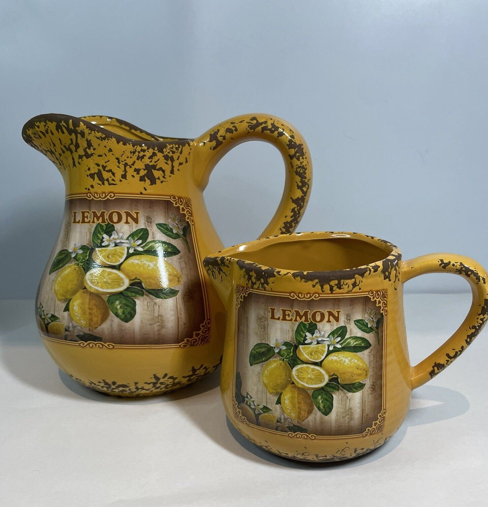 Rustic Lemonade Pitcher & Creamer Gerson Int FOR DECOR ONLY