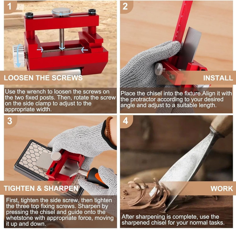 Precision Chisel Sharpening Kit with Honing Guide & Diamond Stone for Woodwork