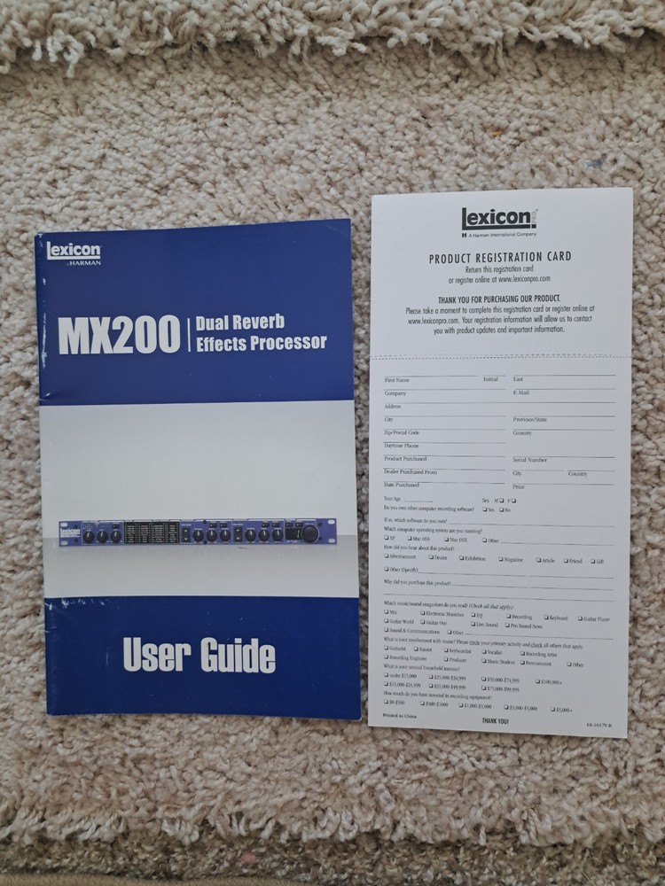 Lexicon MX200 Dual Reverb Effects Processor Rack Mount Mint