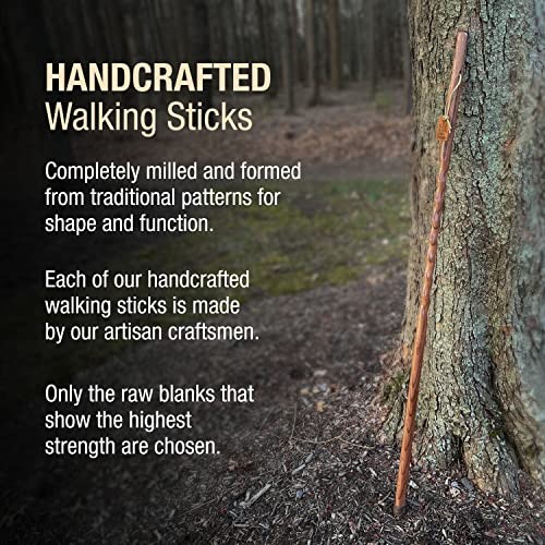 Handcrafted Wood Walking Stick, Twisted Oak, Backpacker Style 58" Brown