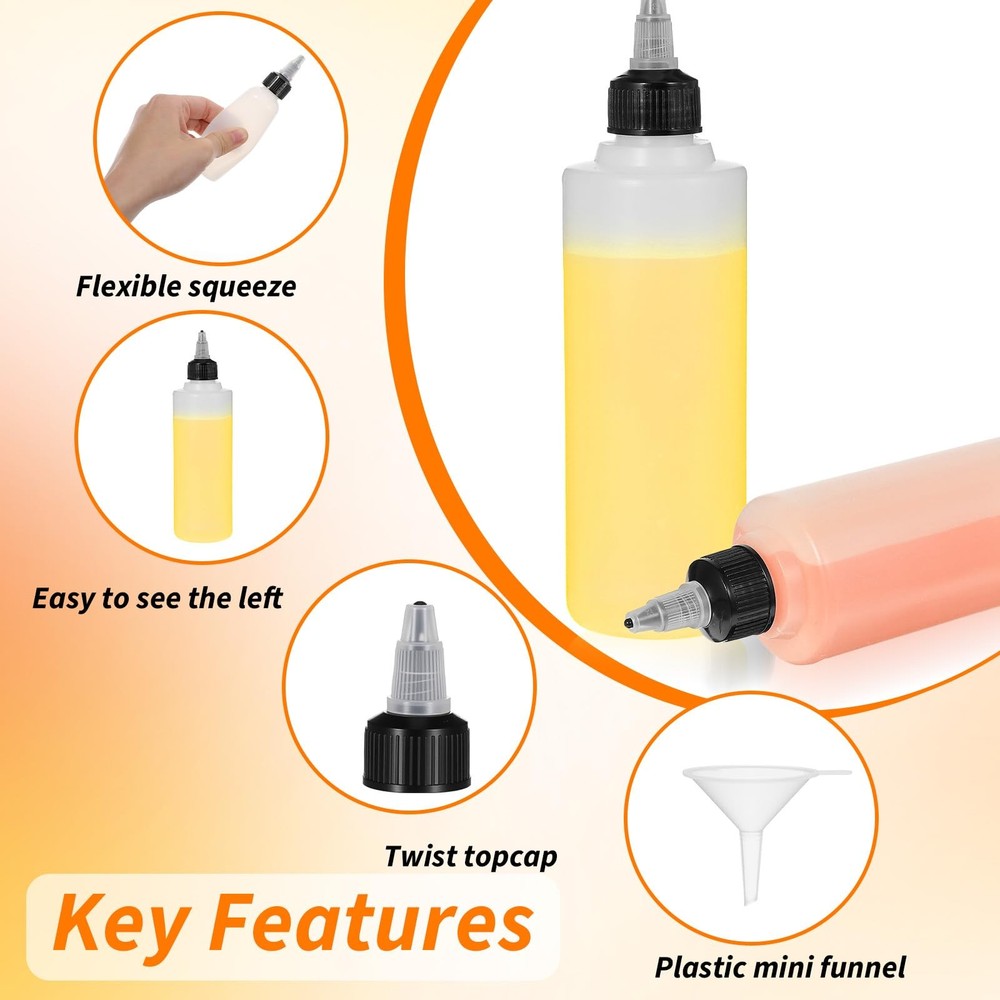 50 Pcs 8 oz Clear Plastic Squeeze Bottles, Empty Dispensing Bottles with Twis...