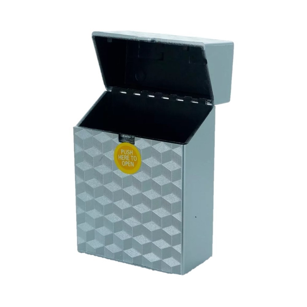 (12) King Size Push-to-Open Plastic Cigarette Case Cube Square Design - 12 pack