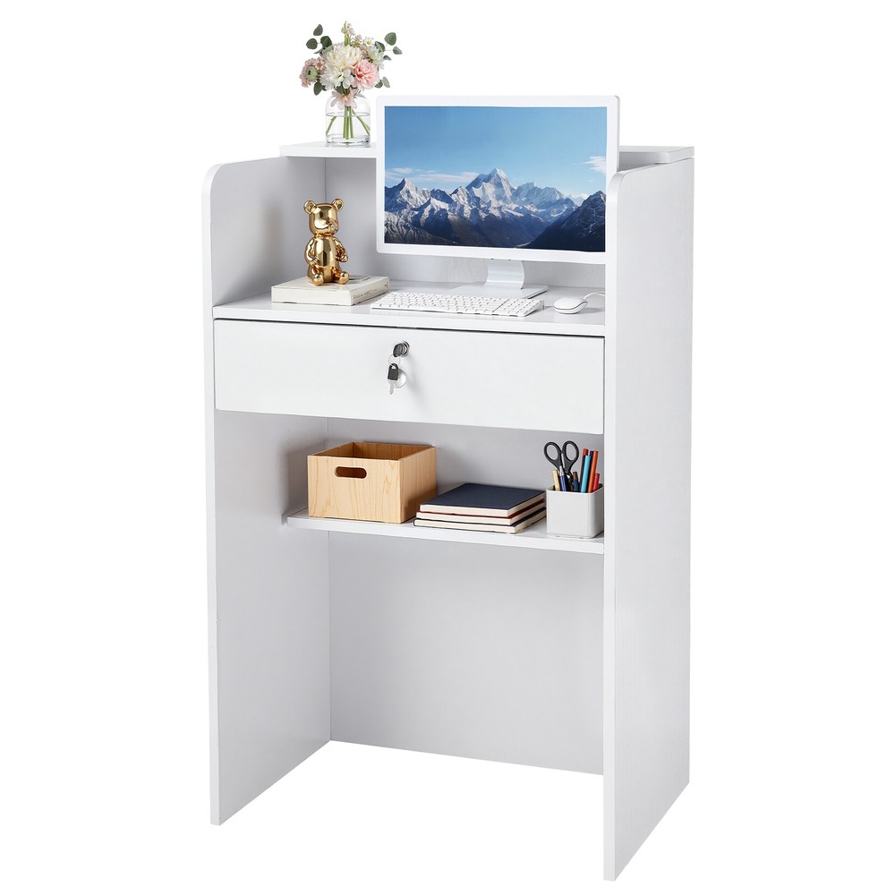 VEVOR Reception Desk 23.6 inch Small Rectangular Front Counter Table with Drawer