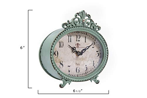 Green Antiqued Pewter Mantel Clock