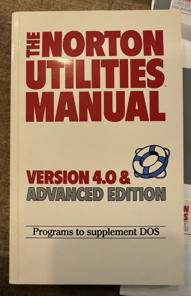 Norton Utilities Manual Version 4.0 & Advanced Edition From 1987 inc Floppy disk