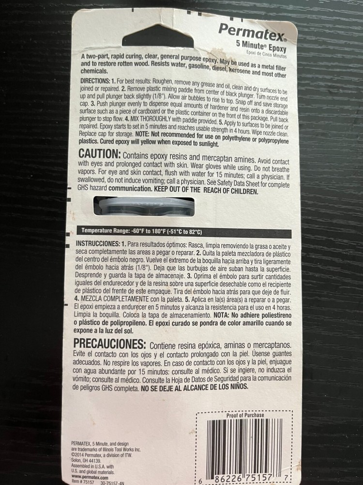 Permatex Permatex Epoxy 5 Minute General Purpose Epoxy, 0.84 oz