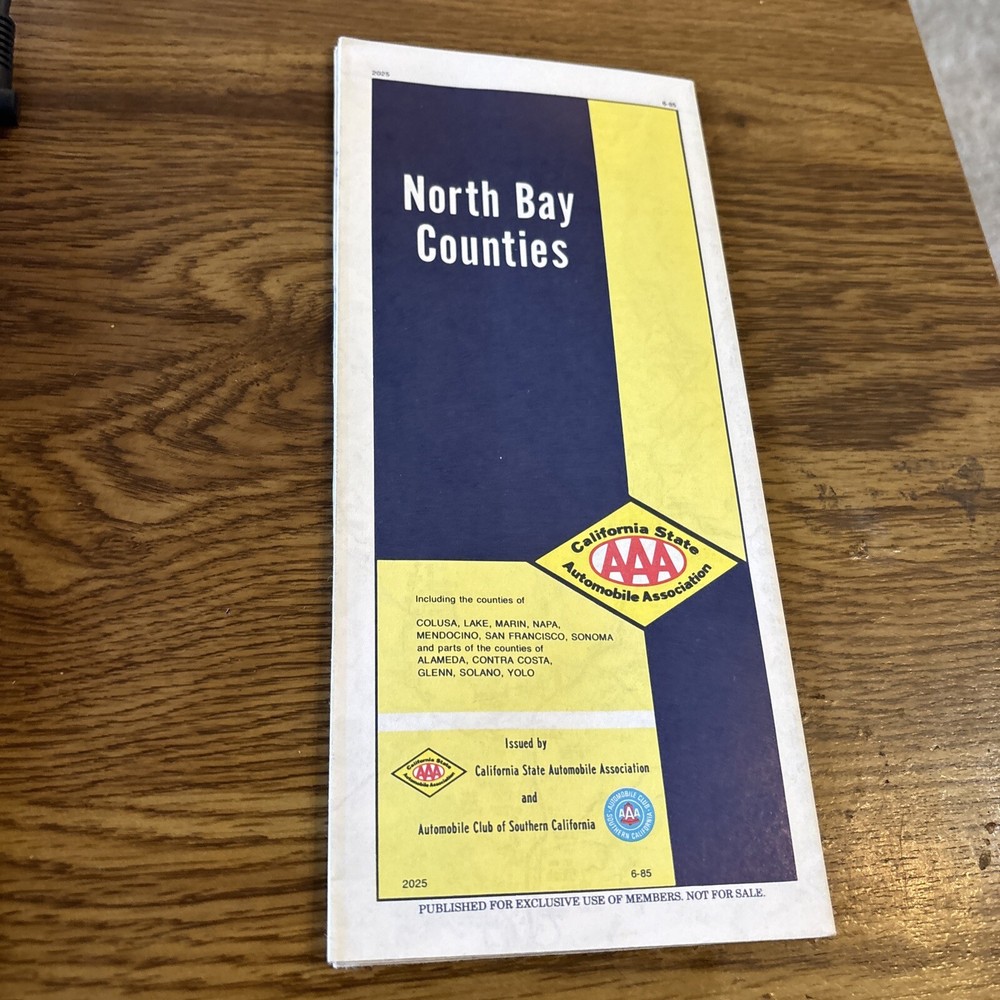 California State AAA Map North Bay Counties 1985