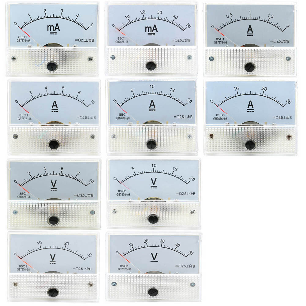 Analog Amp Panel Meter 2-30A 10-50V DC Ammeter Current Voltmeter Voltage 85C1