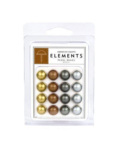 American Crafts Elements Pearl Brads, Metallics