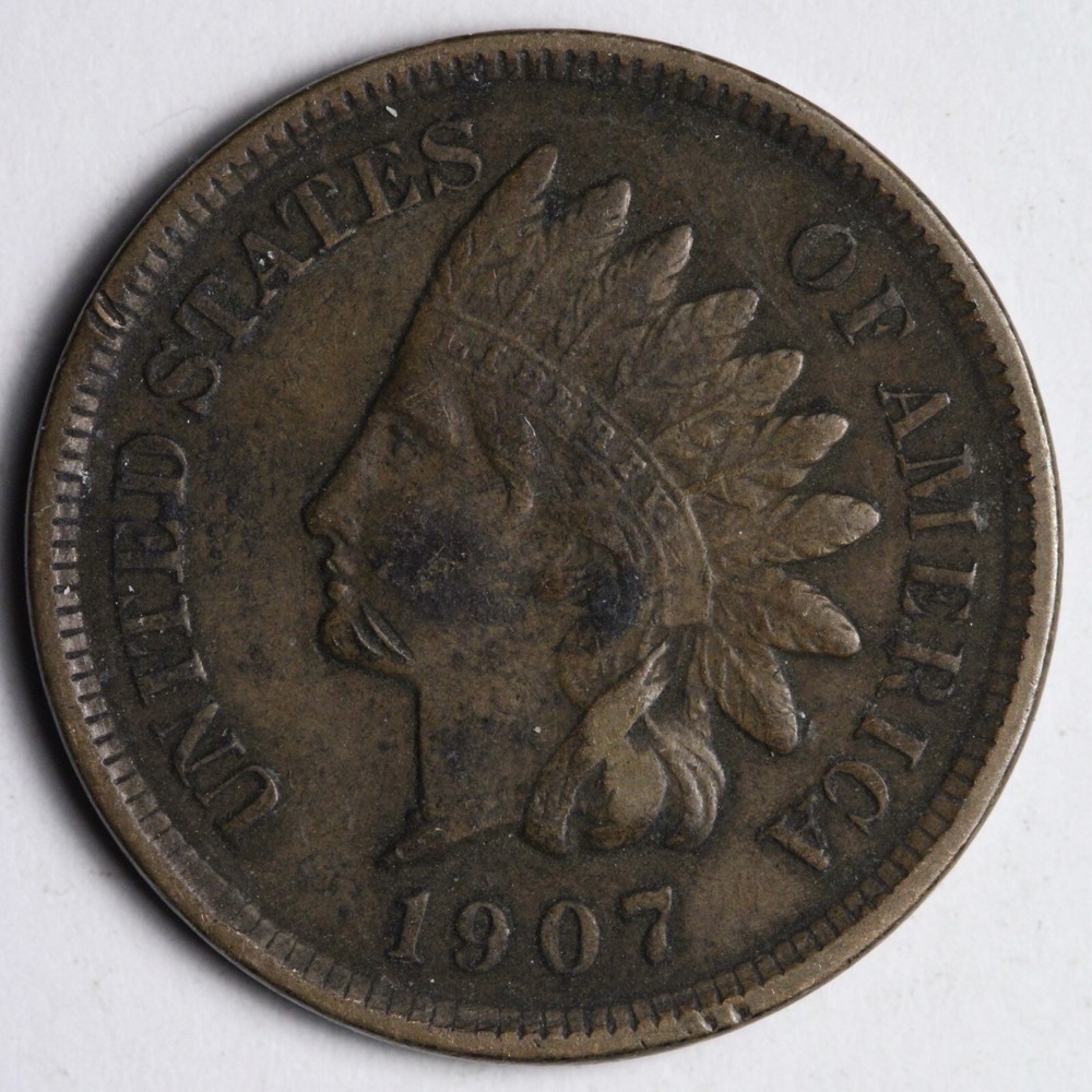 1907 Indian Head Cent Penny XF E220 URC