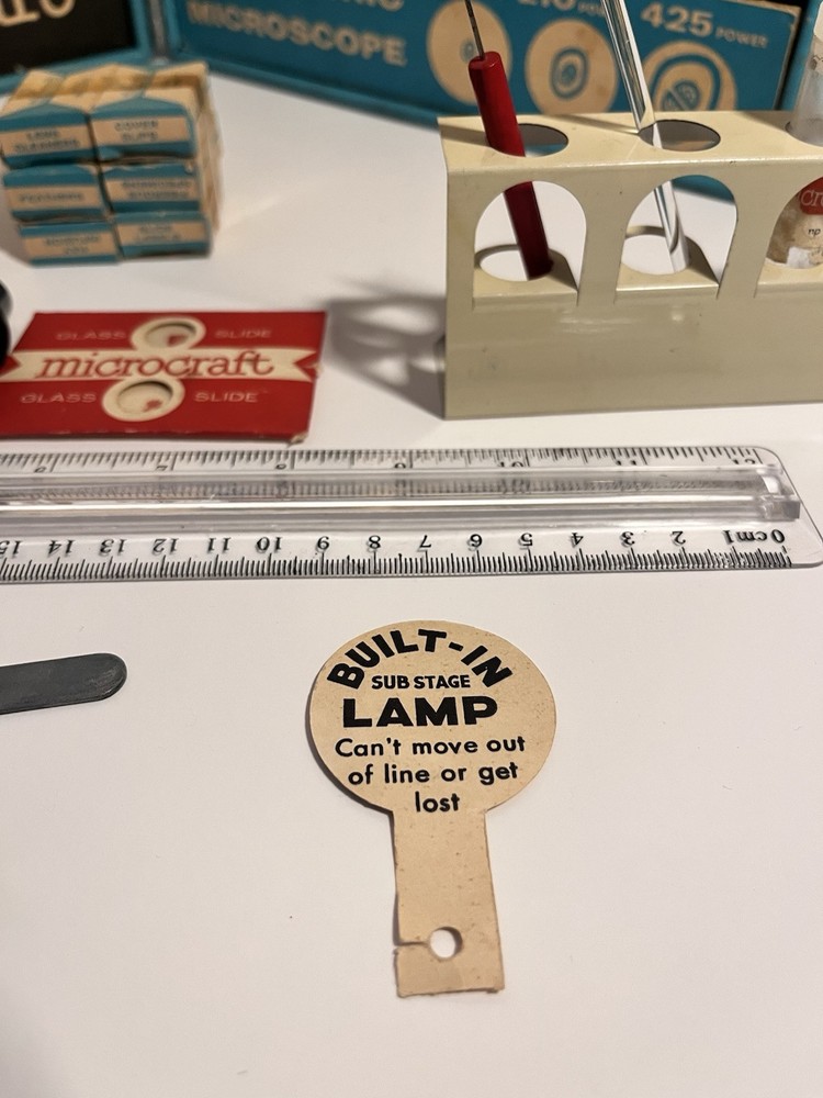 Vintage Porter Microcraft Microscope Lab Kit #2105 Electric Light Working