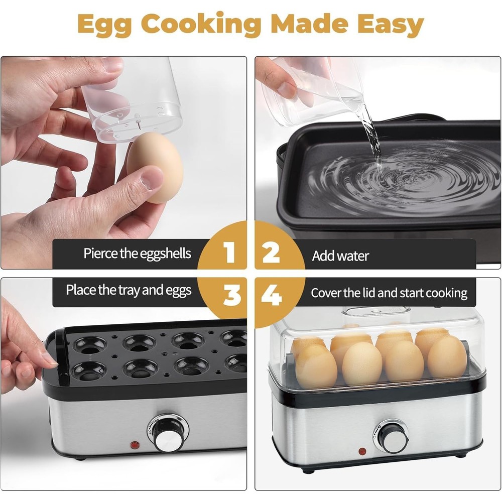 Electric Egg Cooker Rapid – 8 Egg Capacity for Hard Boiled Eggs, Soft boiled ...