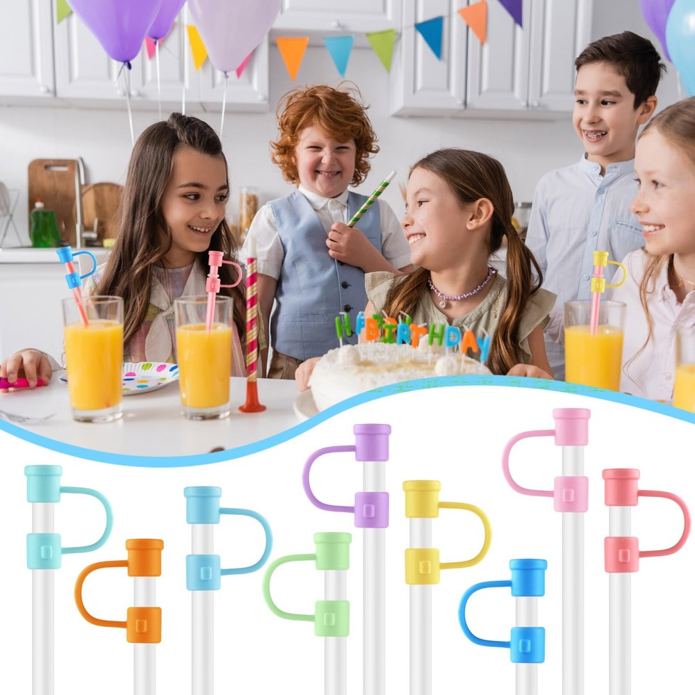 16Pcs Colorful Straw Covers Cap, Silicone Straw Tips Cover Drinking