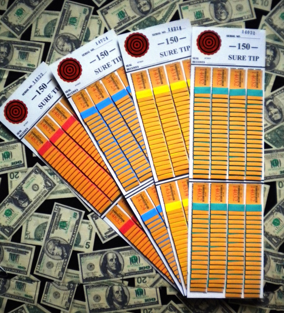 (Twelve) 150 SURE TIP BOARD {01 to 150} Fund-Raising Raffle Pull Tab Jar Ticket