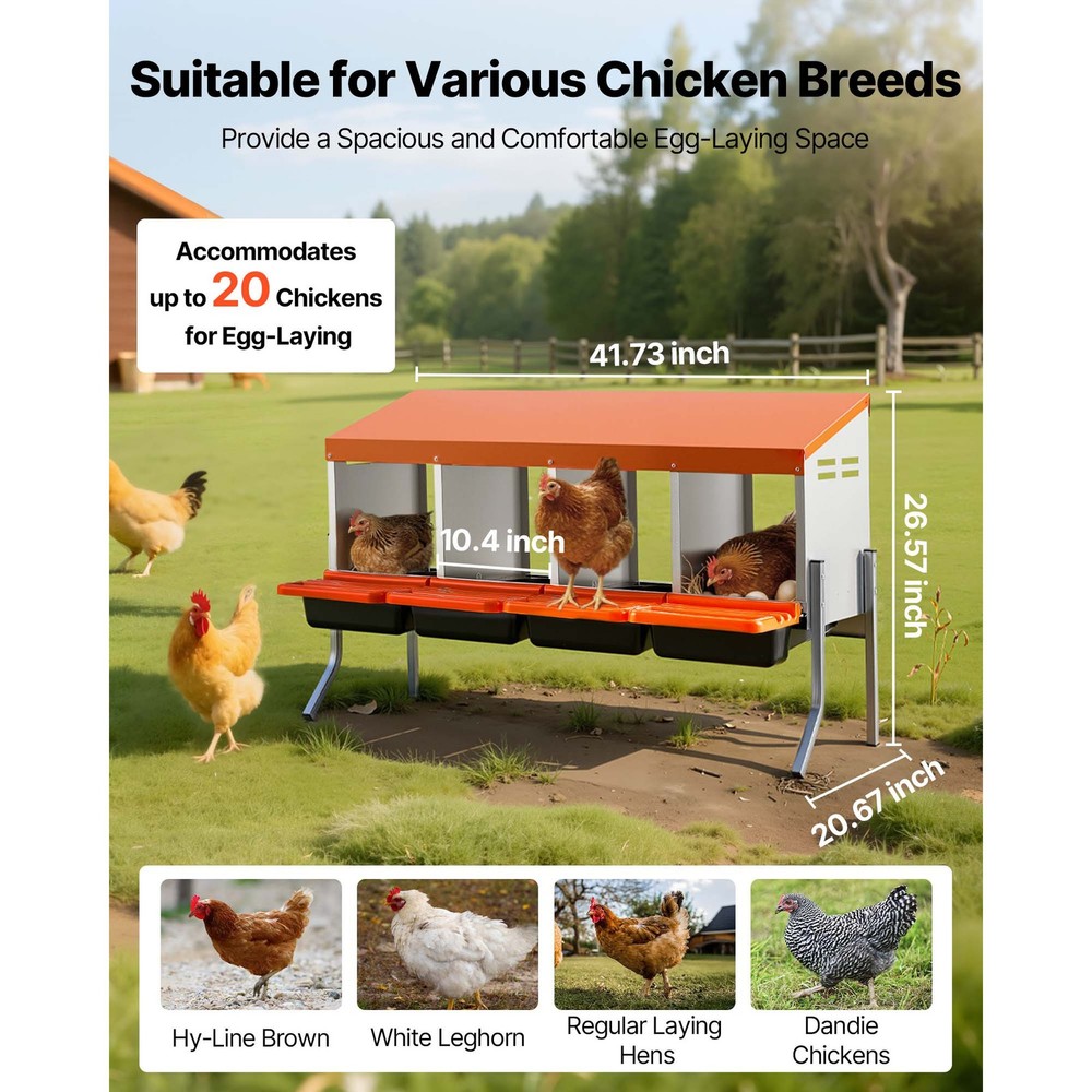 Uimoso Chicken Nesting Boxes with 4 Compartments for Egg Laying