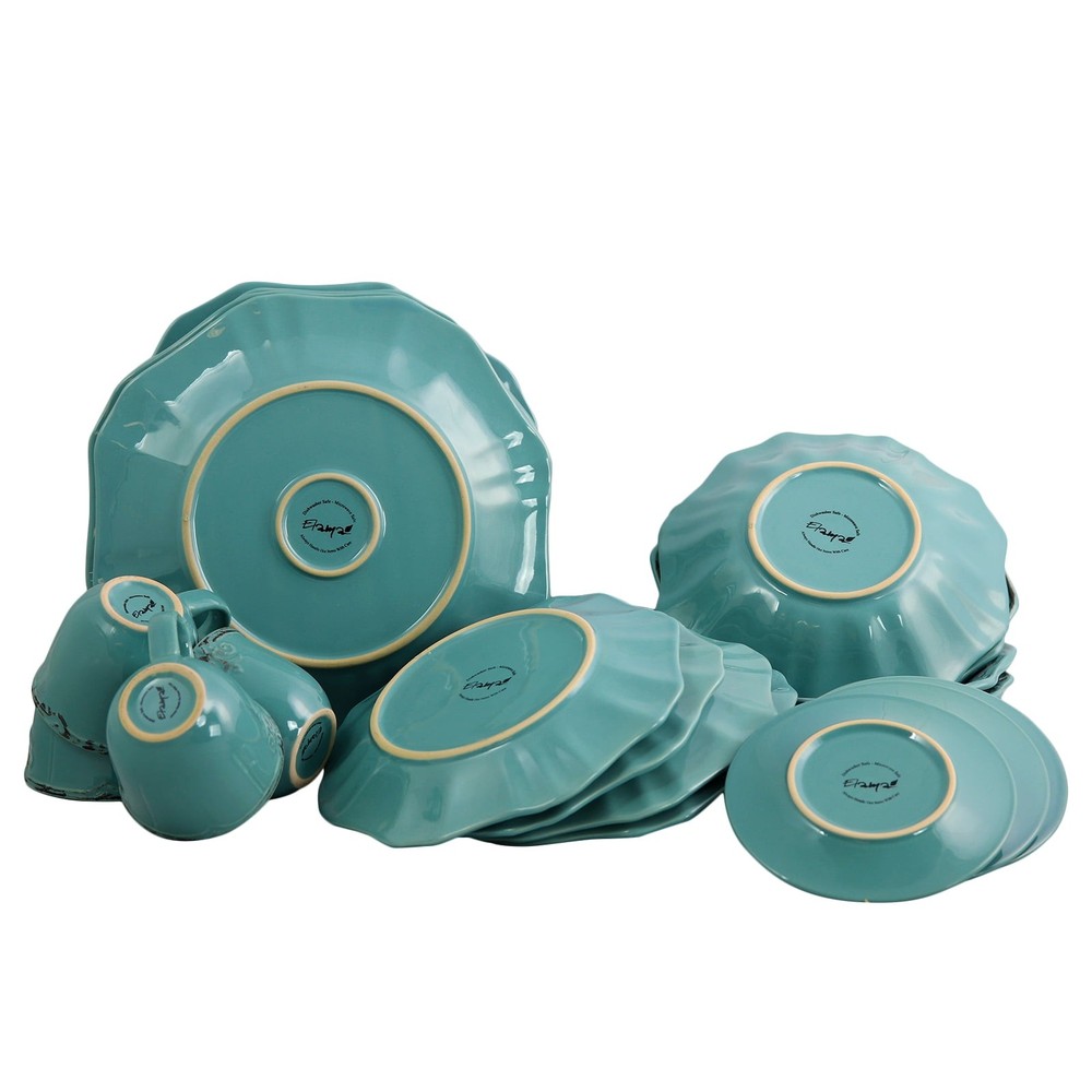 Fleur De Lys 20-Piece Dinnerware Set in Turquoise