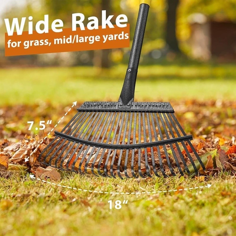 Garden Cleanup Set Heavy Duty Rake Adjustable Handle Leaf Scoops & Bag New