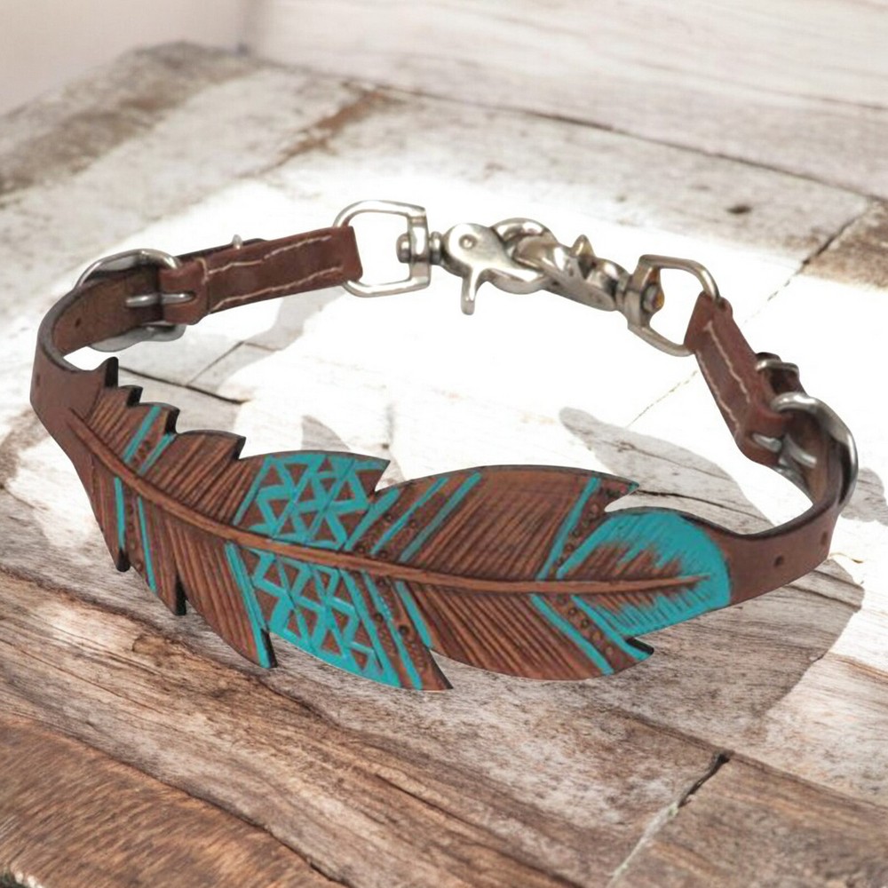 Pony Sized Cut-Out Hand Painted Feather Wither Strap
