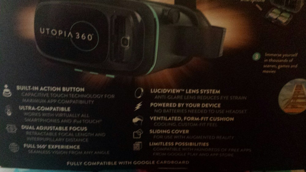 euvrc utopia 360degree virtual realty headset with bluetooth controller earbuds