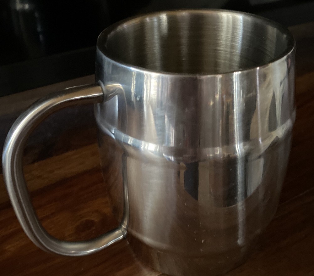 ABSOLUT. Vodka Chrome Mule Mug Barrell Shaped With Handle Cocktail Bar EUC