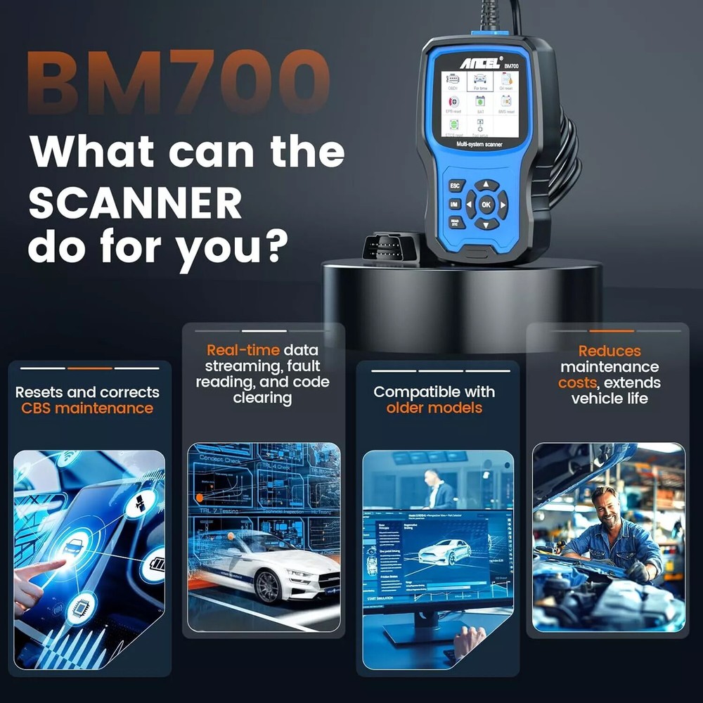 ANCEL BM700 Fit for BMW/Mini/RR OBD2 Scanner Full System Diagnostic Code Reader