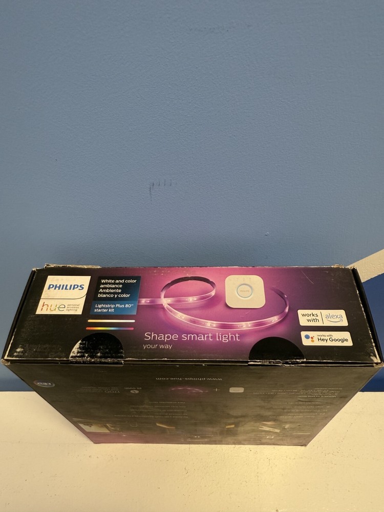 Philips Hue Lightstrip Starter Kit (6ft Light Strip, Base Plug, Hue Hub)