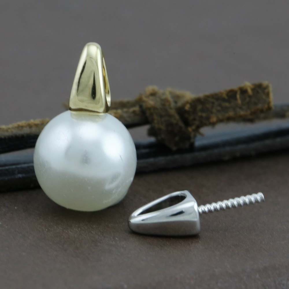 Genuine 18CT Solid Gold Pearl Bail - White/Yellow/Rose