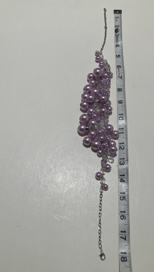 Lavender Cascading Beaded Necklace Approximately 18”