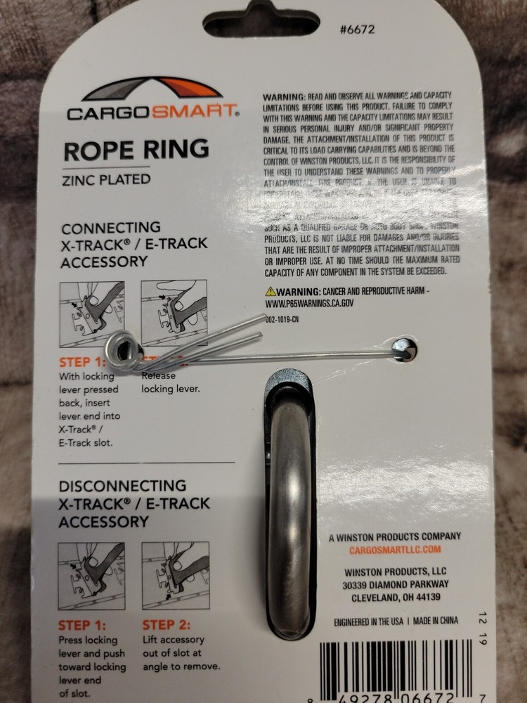 Cargo Smart Rope Ring Compatible with X-track & E track NEW