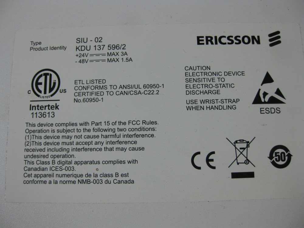 Ericsson SIU-02 Network Switch KDU 137 596/2