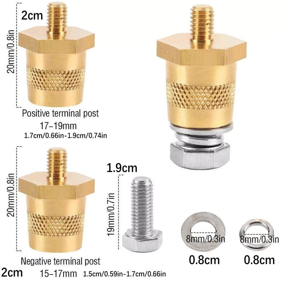 2x Battery Pole Adapter Terminal Connector Fittings M6 Thread Post Adapter
