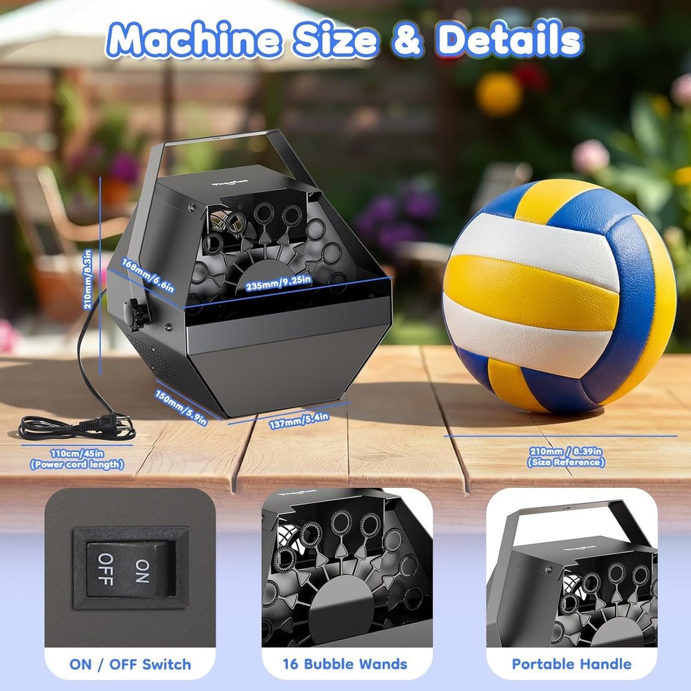 750ML Automatic Bubble Machine Metal Portable Bubble Maker for Parties Events