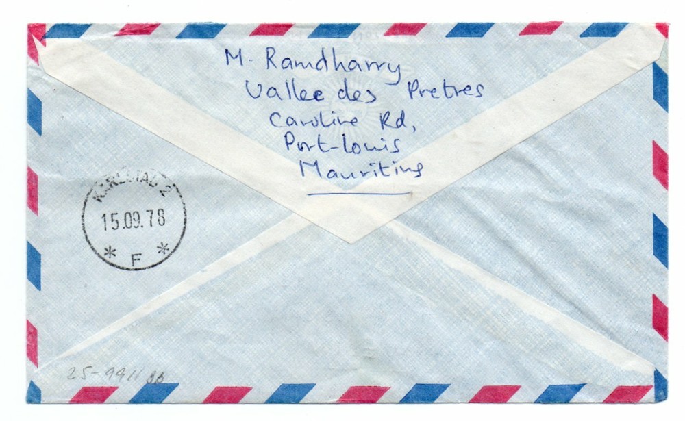 MAURITIUS: Cover to Sweden 1978, postage due.